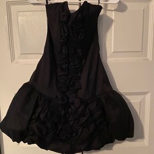 Short strapless fitted black dress